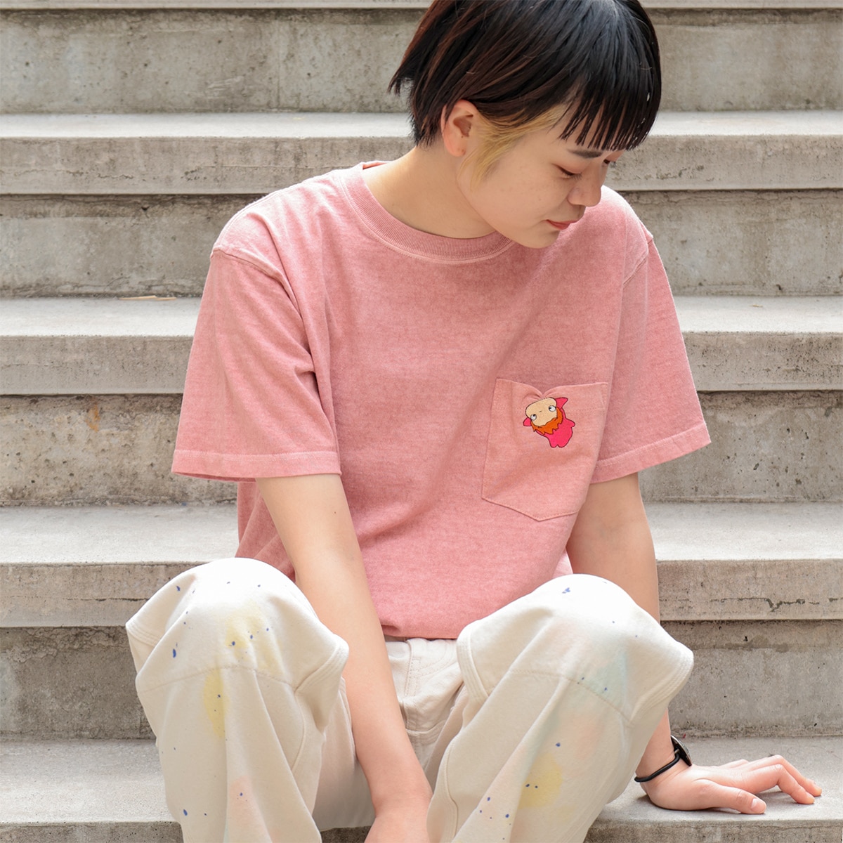 GBL】崖の上のポニョ Good On コラボポケット刺繍Tシャツ ポニョ